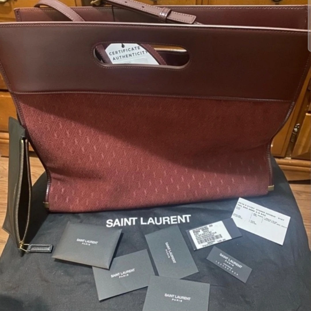 Saint Laurent Red Suede Monogr A.O Sac Bag