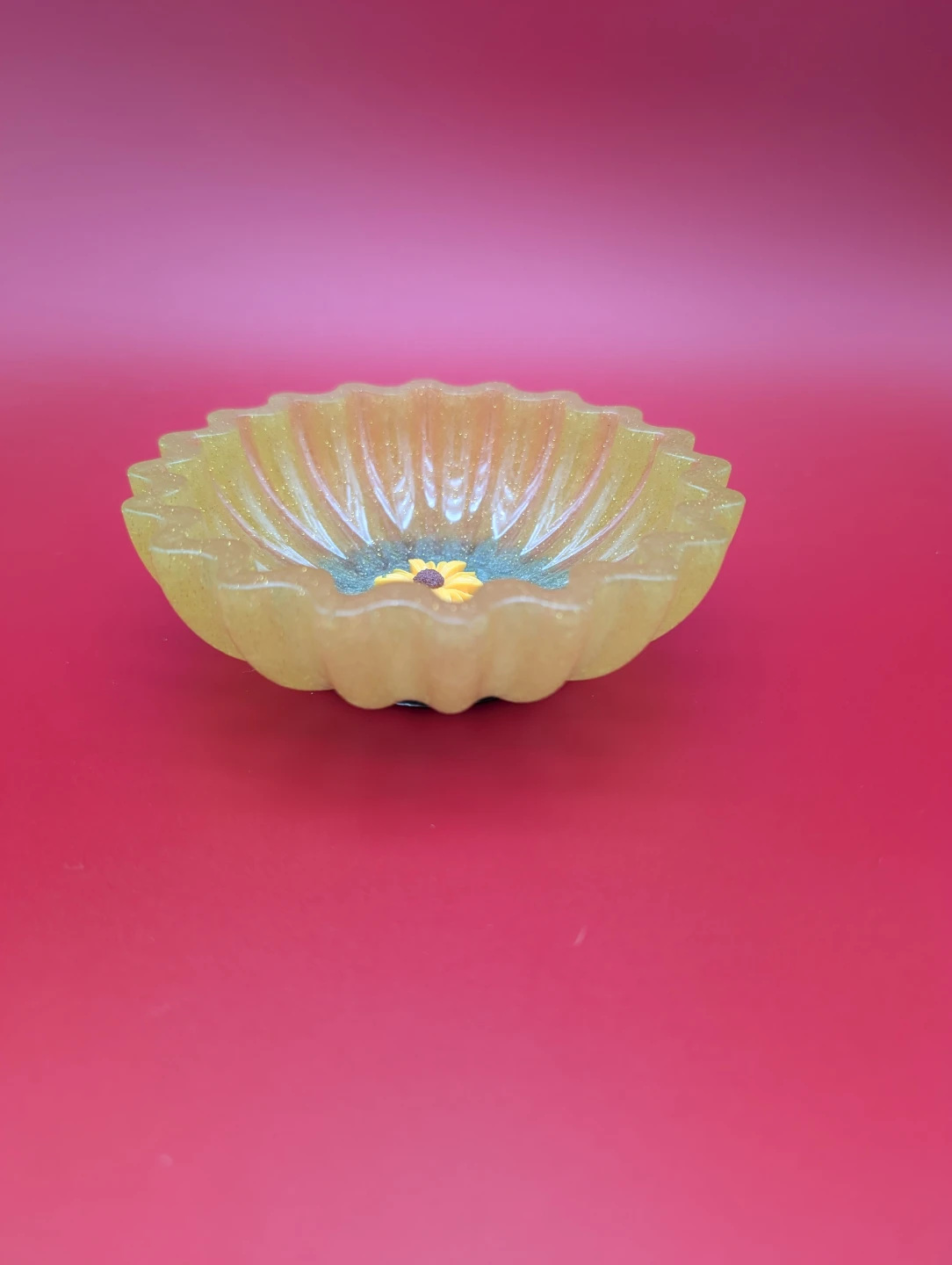 Resin Sunflower and Bee Decorative Bowl