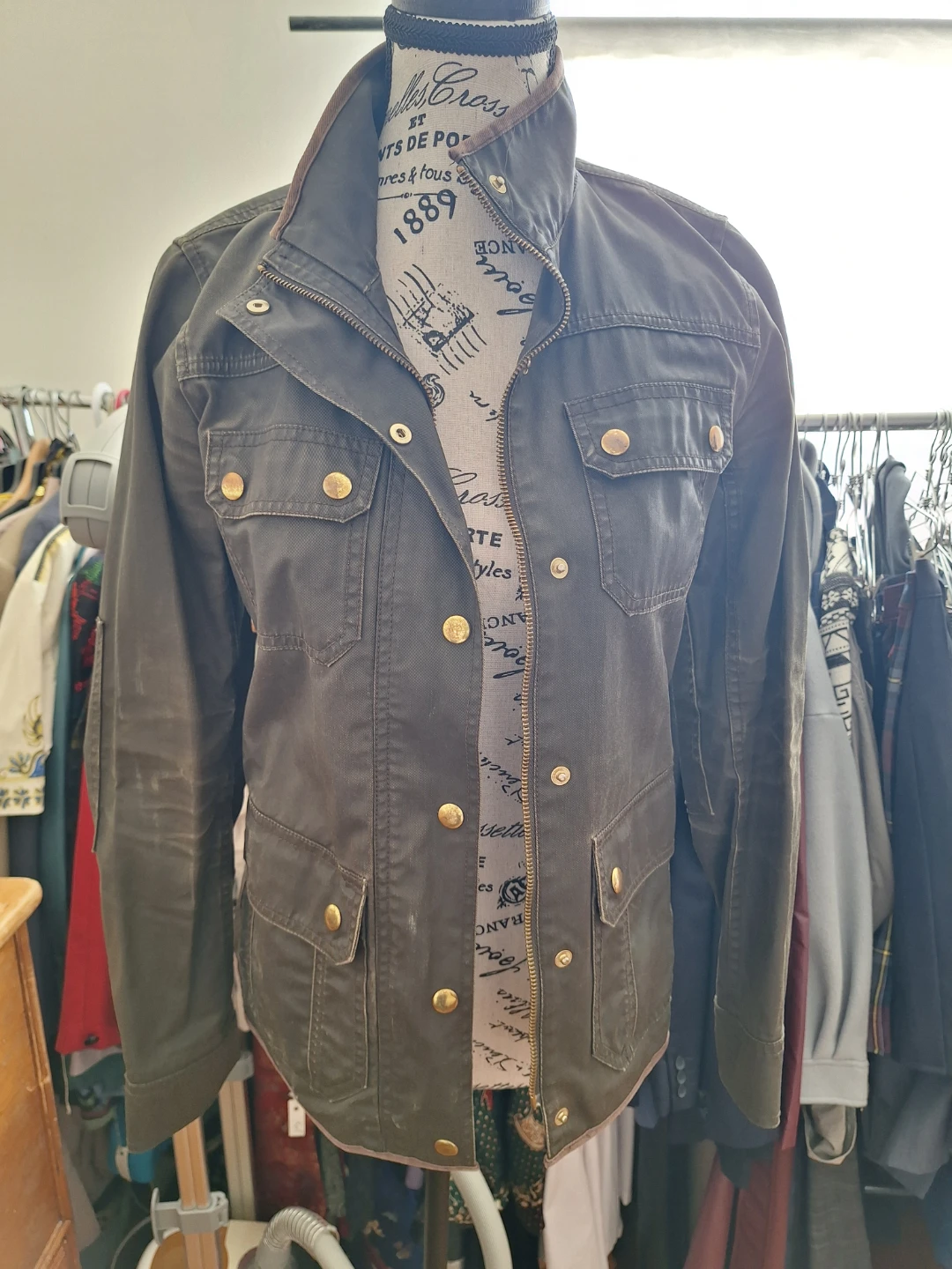 J Crew Waxed Cotton Jacket - Olive Green