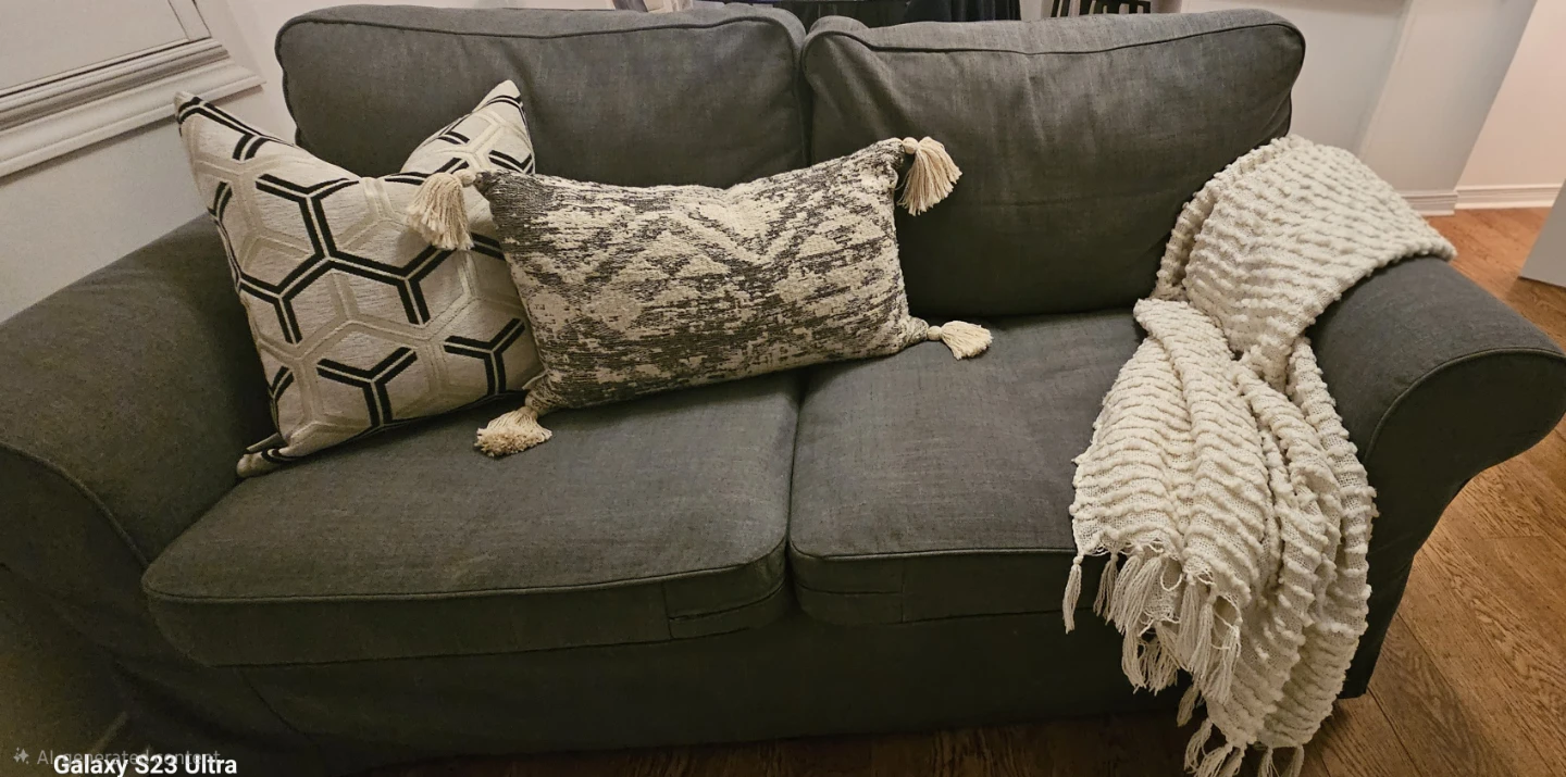 Grey Two-Seater Sofa with free accent Pillows - photo 3