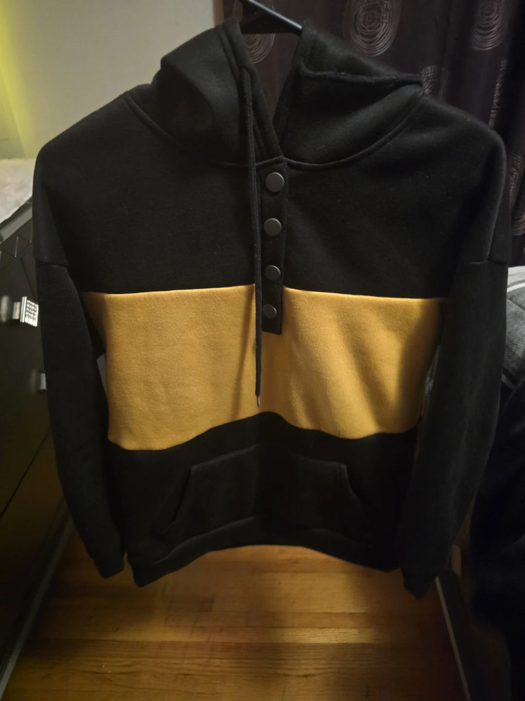 Black and Yellow Color Block Hoodie