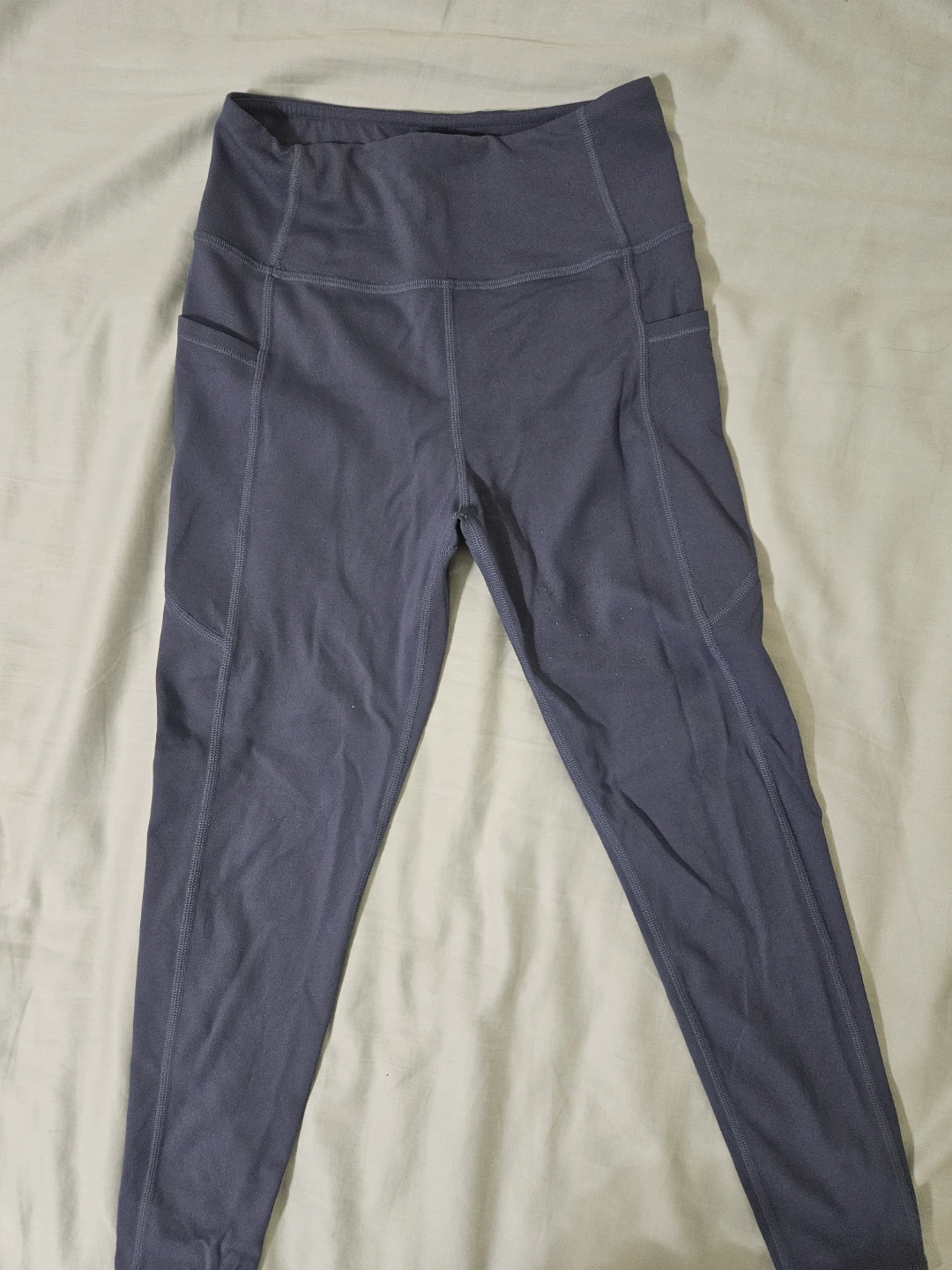 Blue High-Waisted Leggings with Pockets