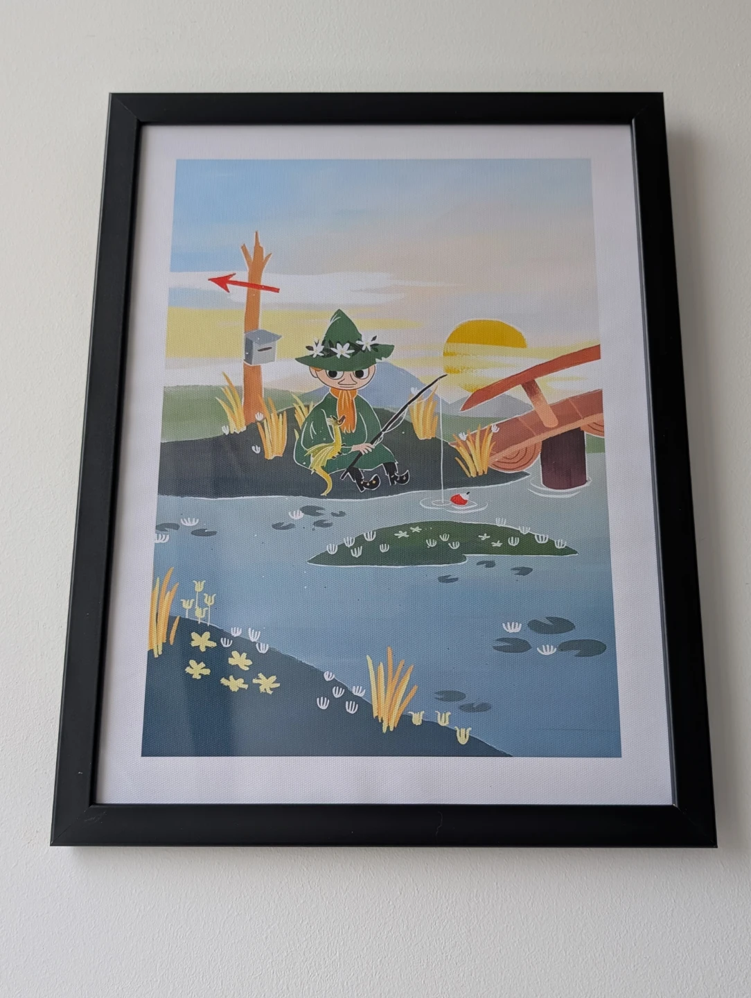 Framed Snufkin Fishing Print - Home Art Wall Decor 30x40cm - photo 3