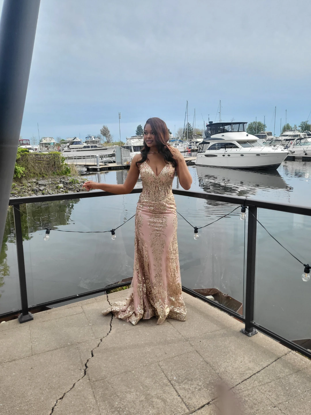 Pink and Gold Sequin Evening Gown - photo 3