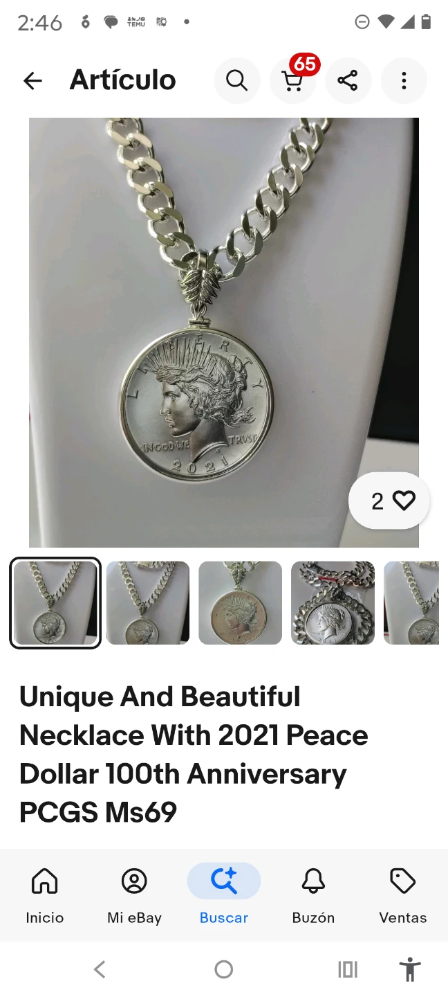 Unique Necklace with 2021 Peace Dollar 100th Anniversary - photo 5