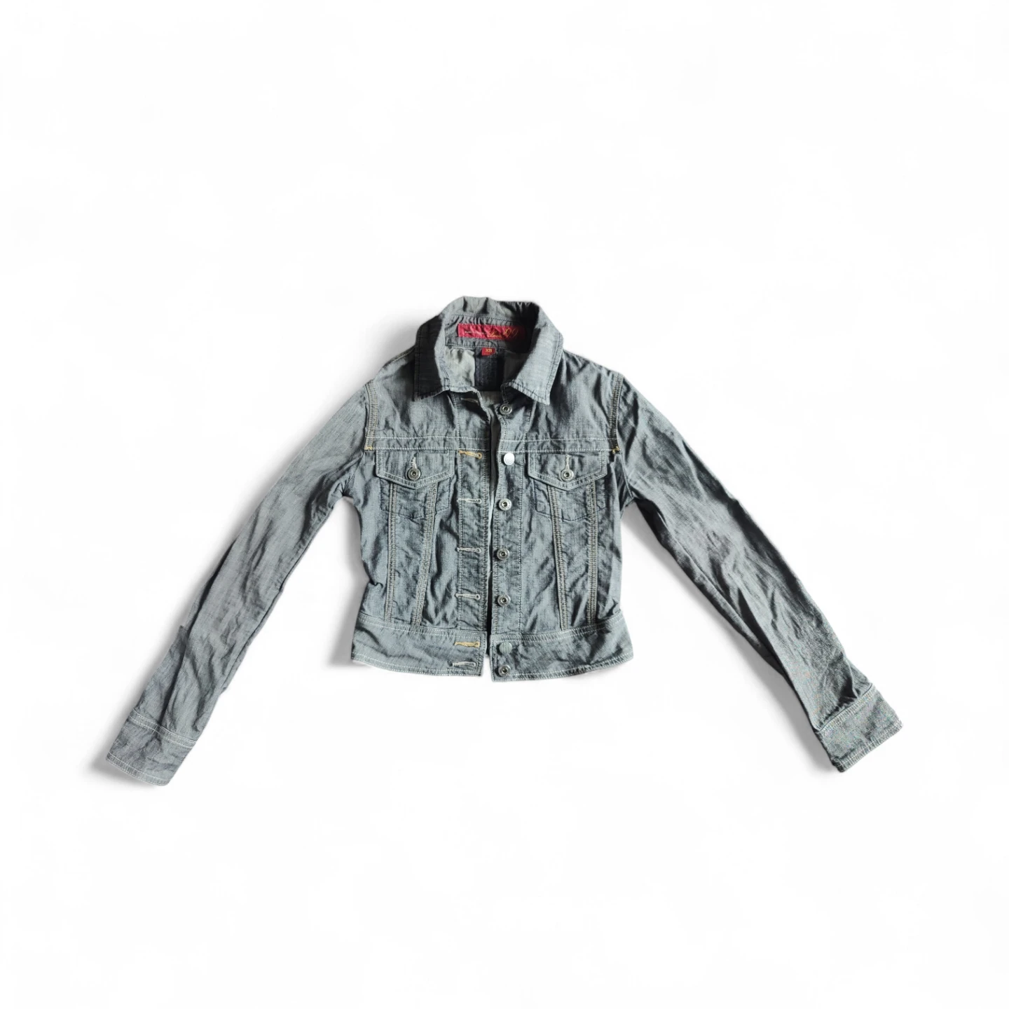 Women's Level 99 Washed Faded Denim Jacket – Size XS – Stretch