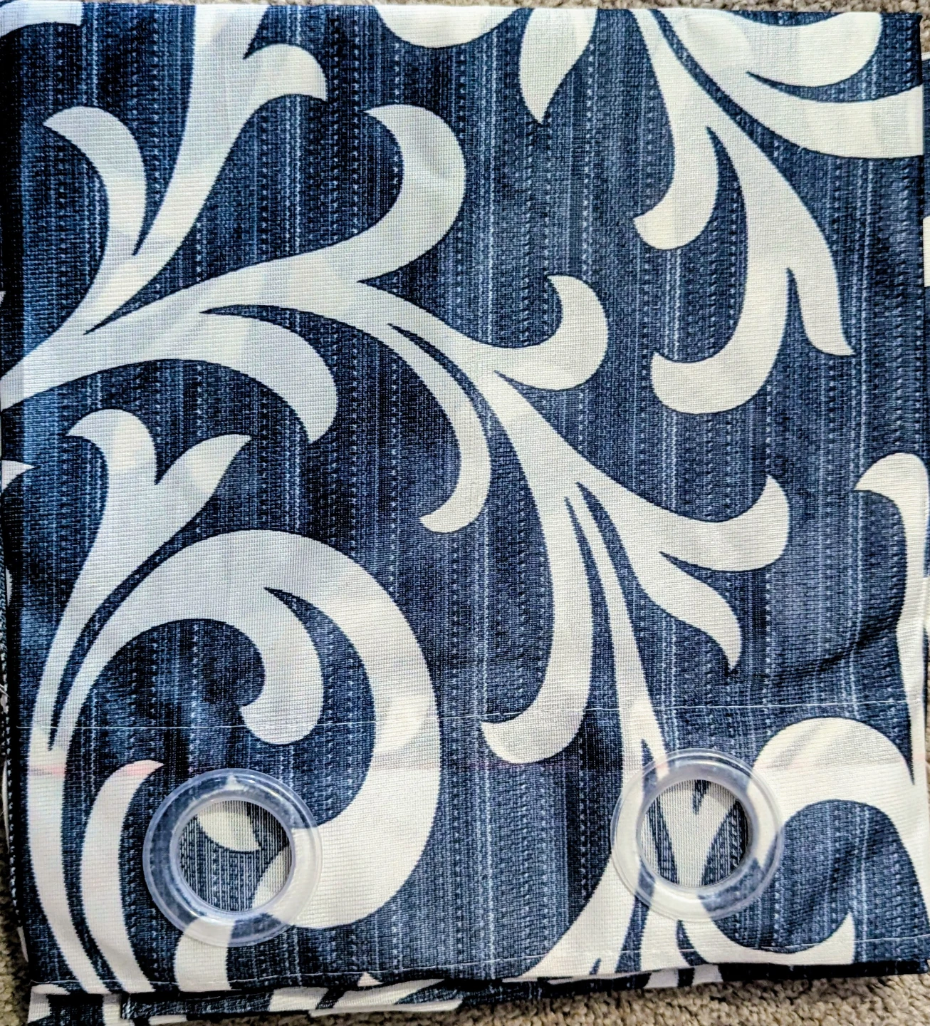 3 Blue and White Floral Curtains - photo 2