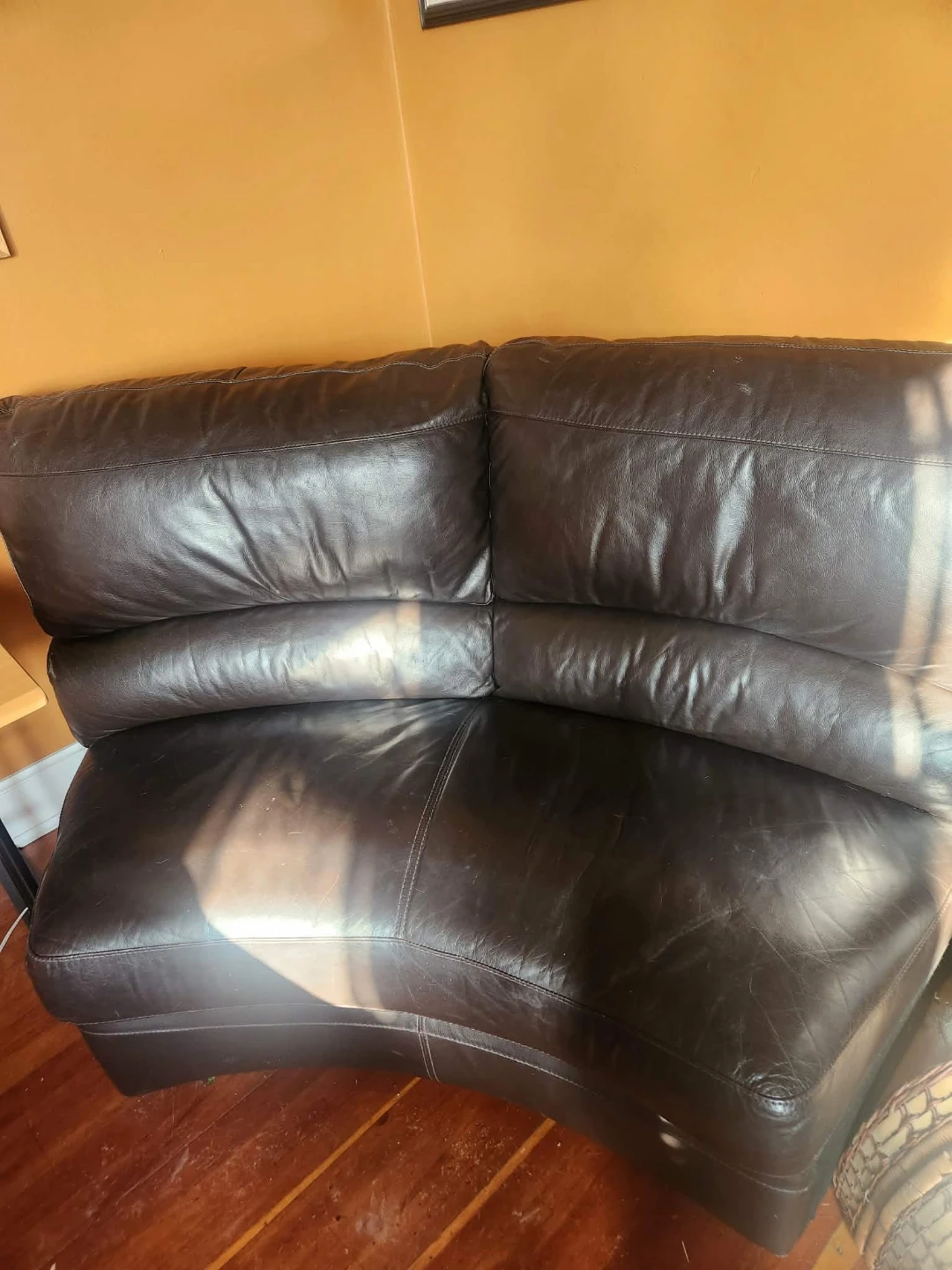 Dark Brown Leather Reclining sectional Sofa - photo 2