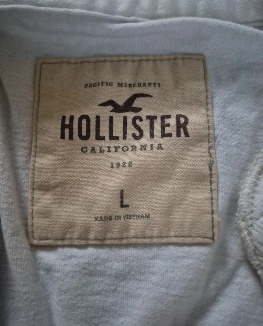 Hollister Long Sleeve Henley Shirt - White - Size L