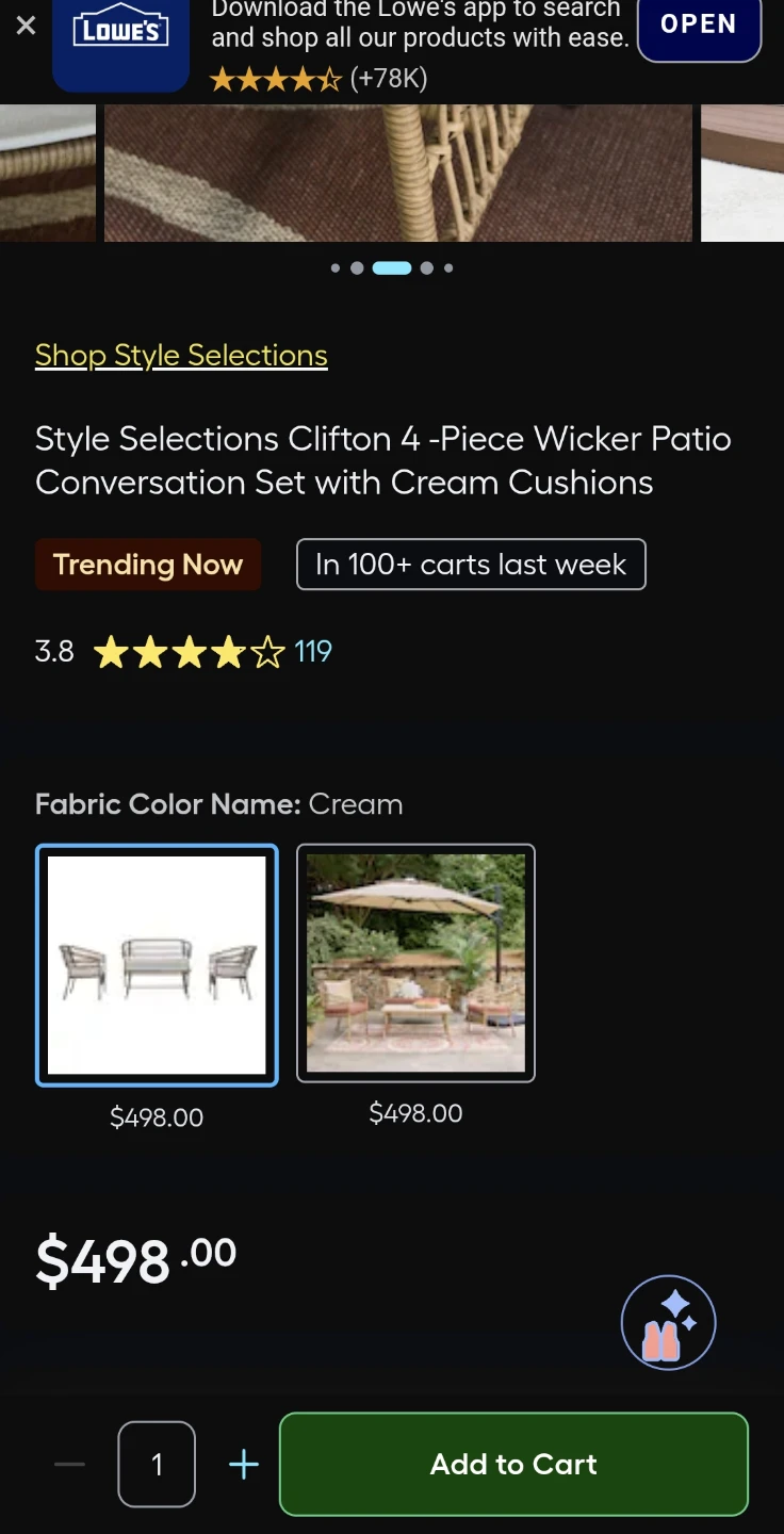 Style Selections Clifton 4-Piece Wicker Patio Conversation Set - photo 3