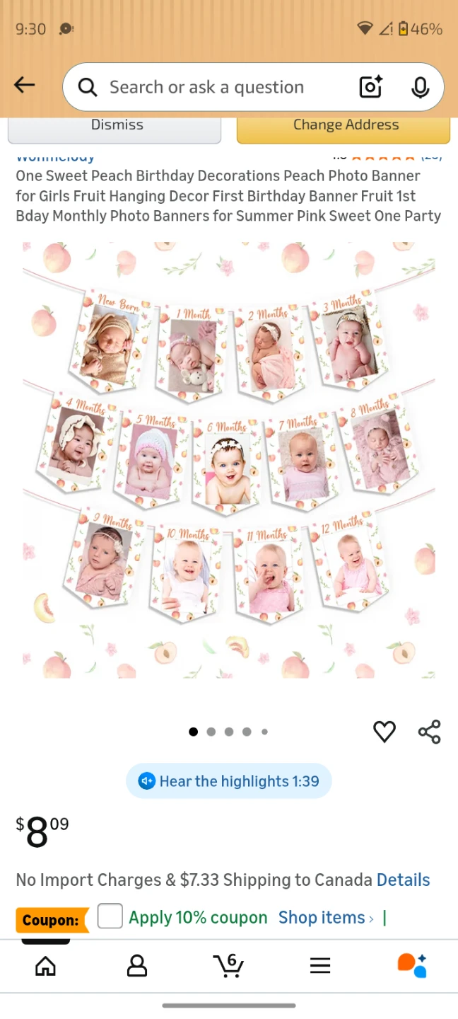 One sweet peach photo birthday month banner