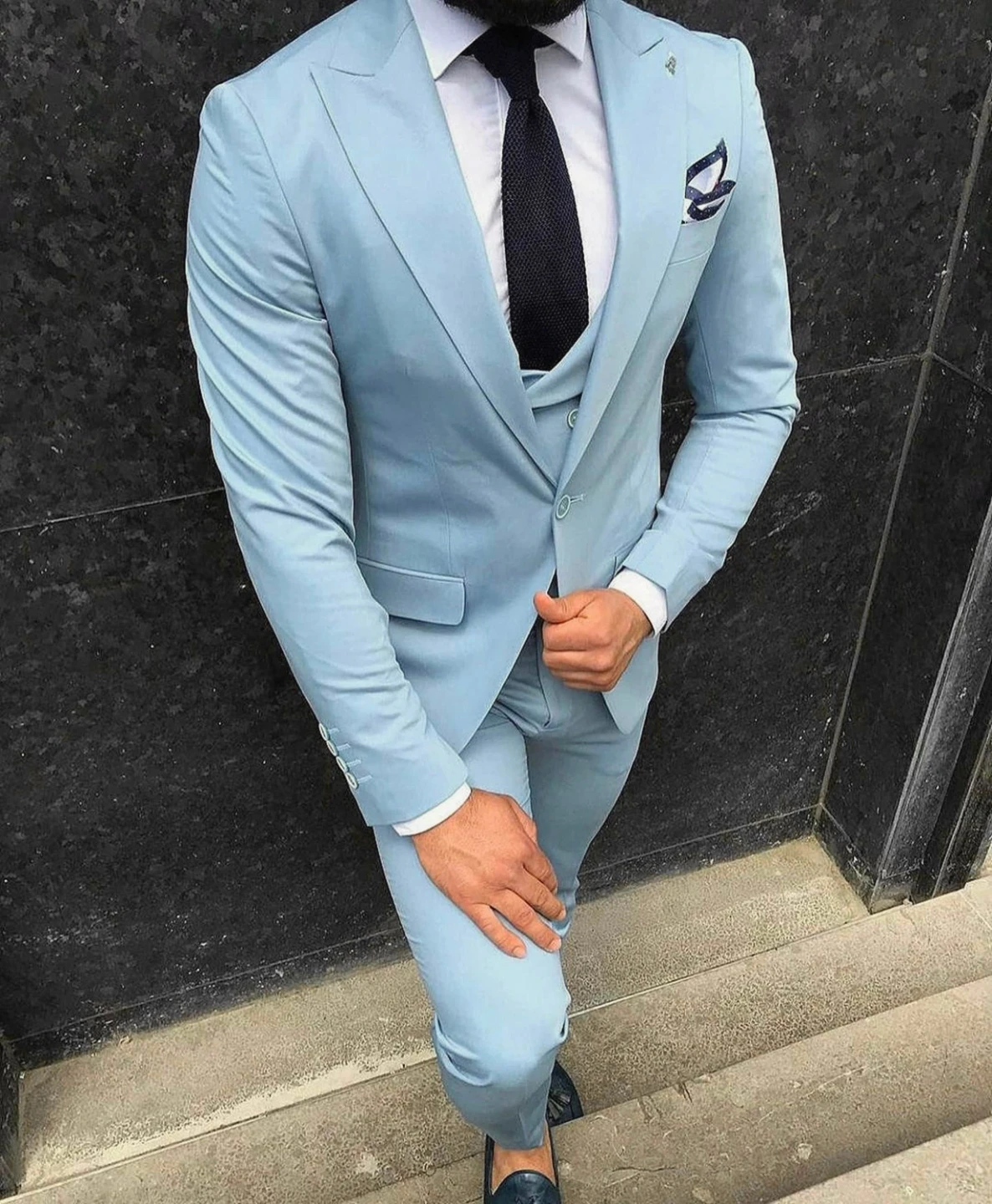 Marco Donatelli Italian Design Light Blue Suit with Tie