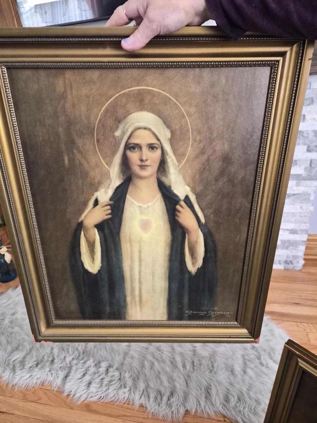 Vintage Religious Art Print of Jesus and Mary - photo 2