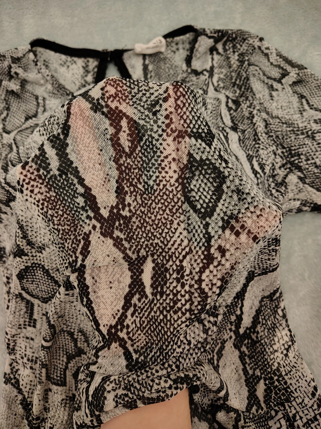 Women's Snake Print Sheer Mesh Long Sleeve Top - S/M - photo 3