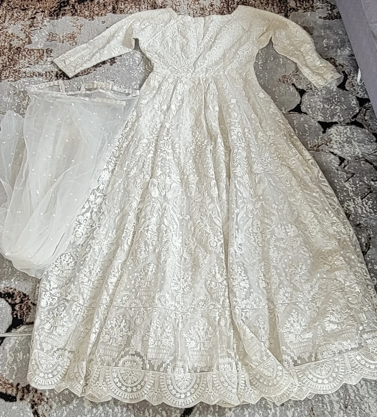 White Lace Dress with Dupatta - photo 2