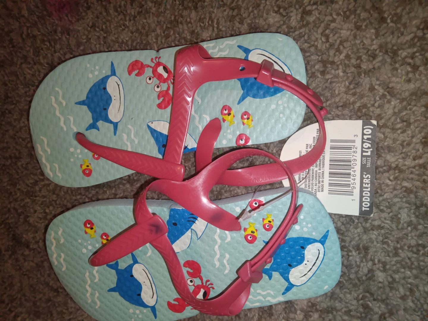 Toddler Girls Shark Flip Flops Size L (9/10) - photo 3