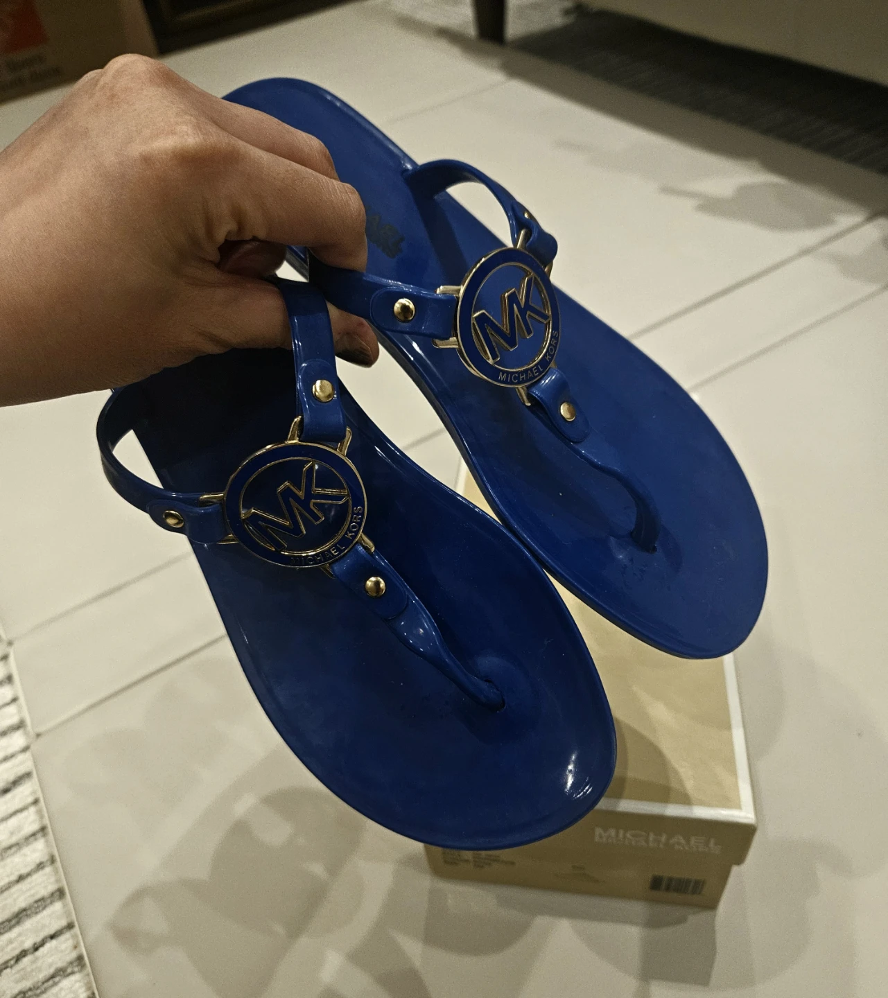 Michael Kors MK Jelly Sandals Royal Blue Size 7M - photo 3