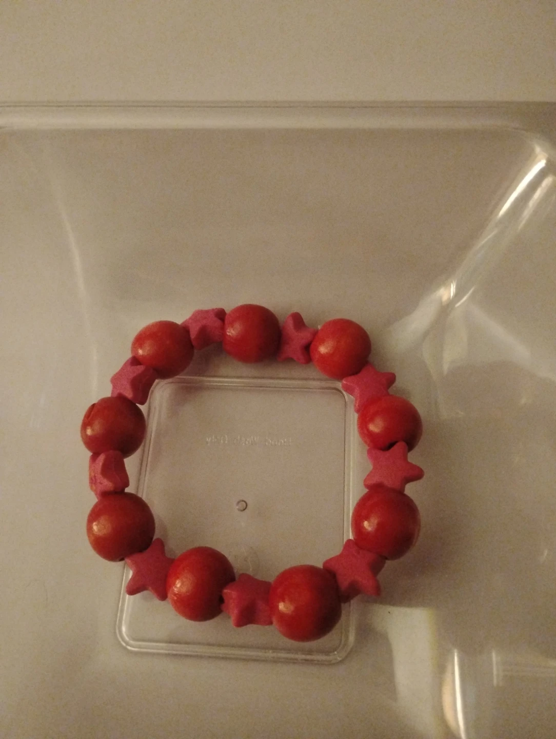 Children's Red Bead and Pink Star Bracelet