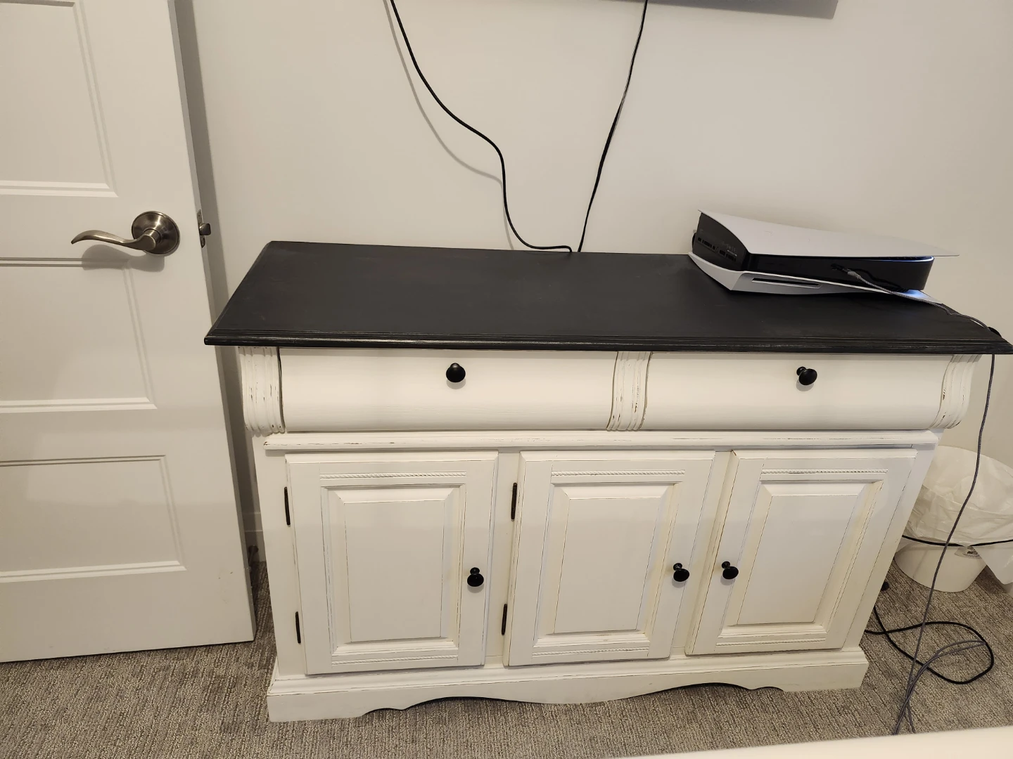 White with Graphite Finish Sideboard/Cabinet