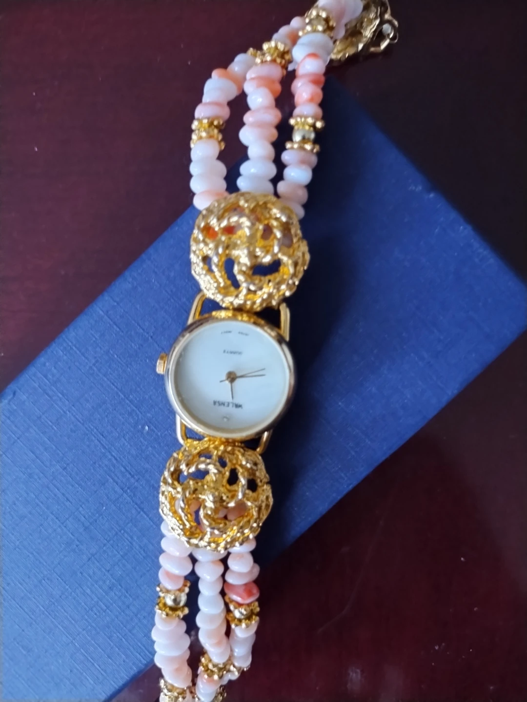 Walensa Quartz Watch with Coral and Gold Tone Beading - photo 2