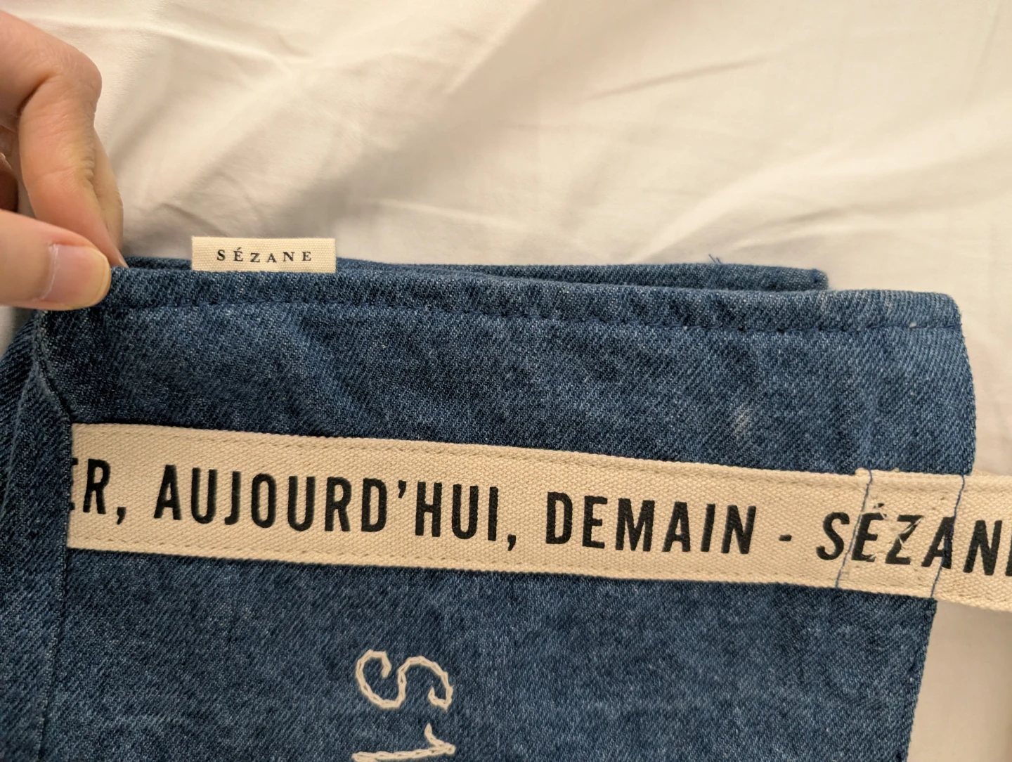 Sézane Denim Mini Tote Bag Cute Denim Bag with Straps - photo 2