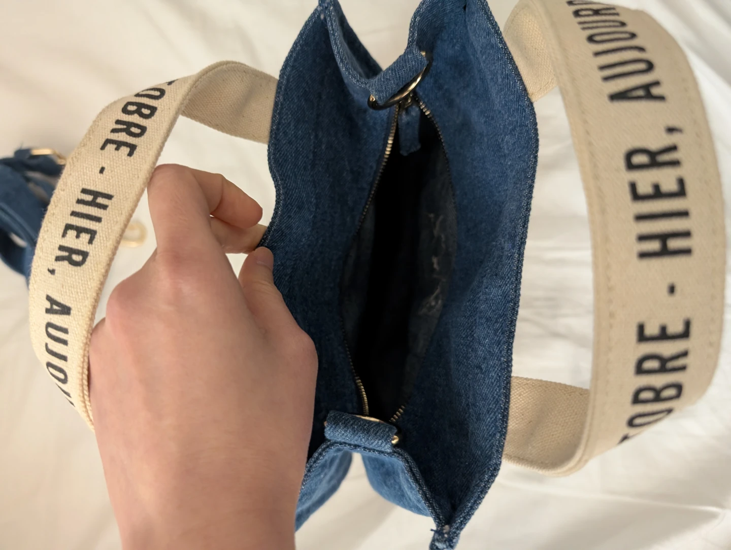 Sézane Denim Mini Tote Bag Cute Denim Bag with Straps - photo 4