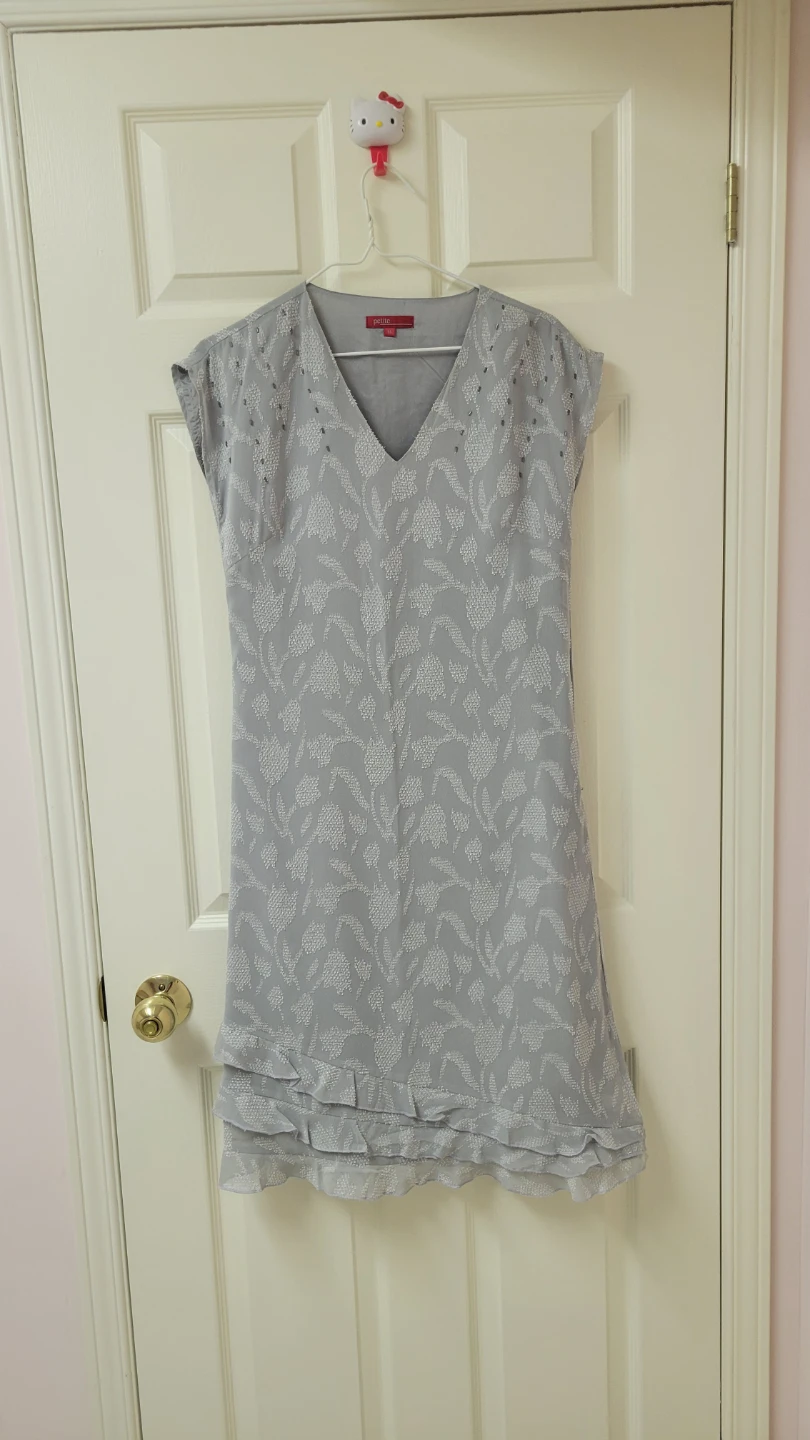 Petite Grey Floral Print Dress