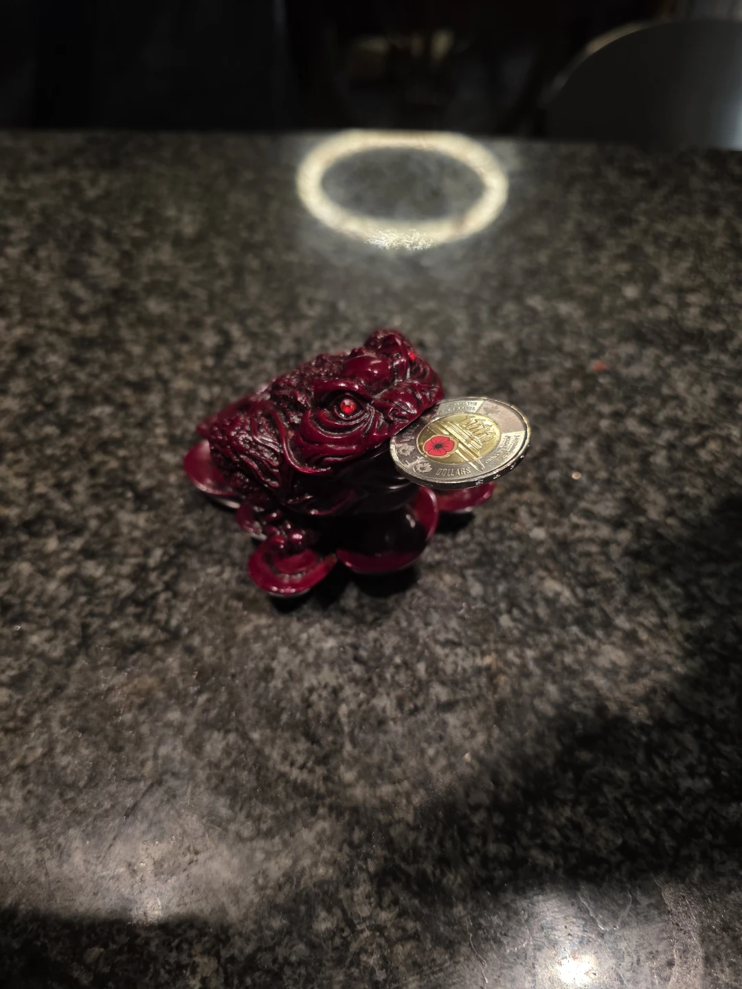 Red Prosperity Toad Figurine