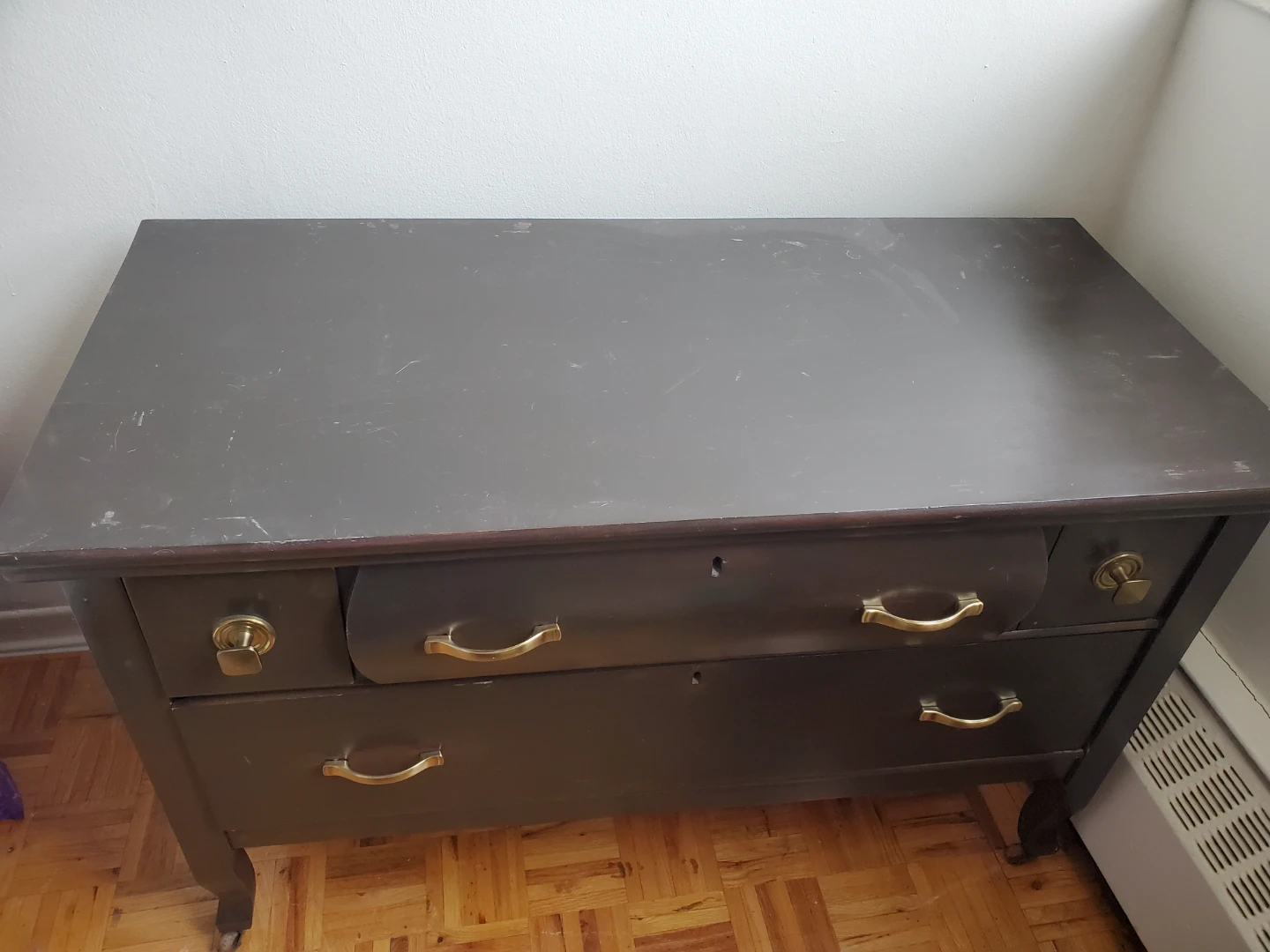Dark Brown Dresser with 4 Drawers