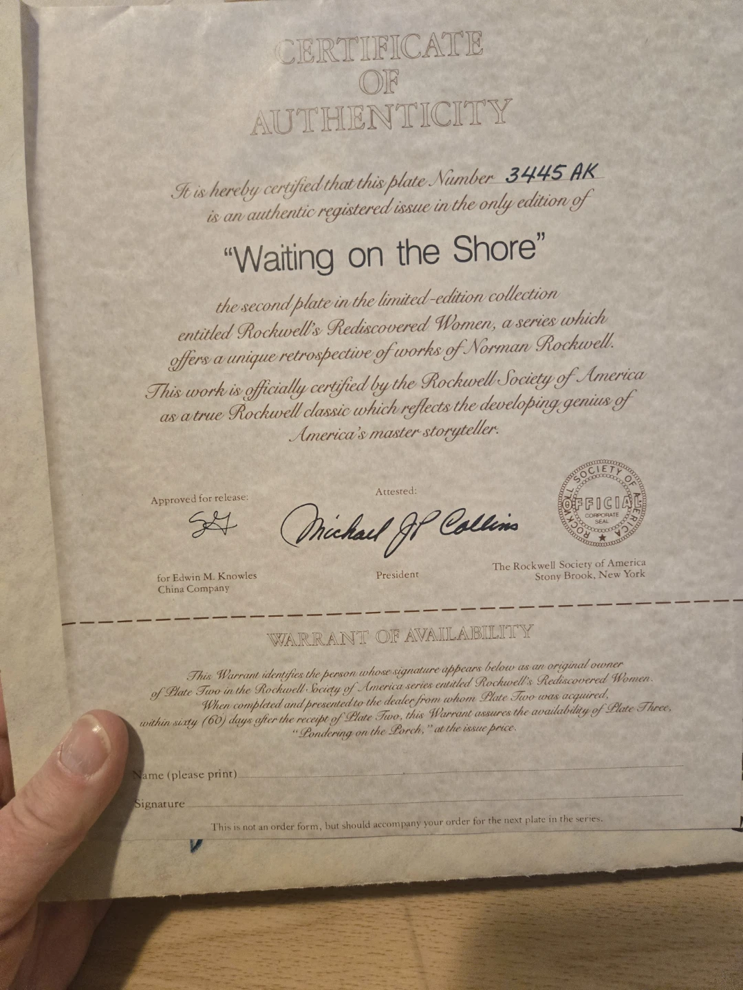 Norman Rockwell "Waiting on the Shore" Collector Plate - photo 3