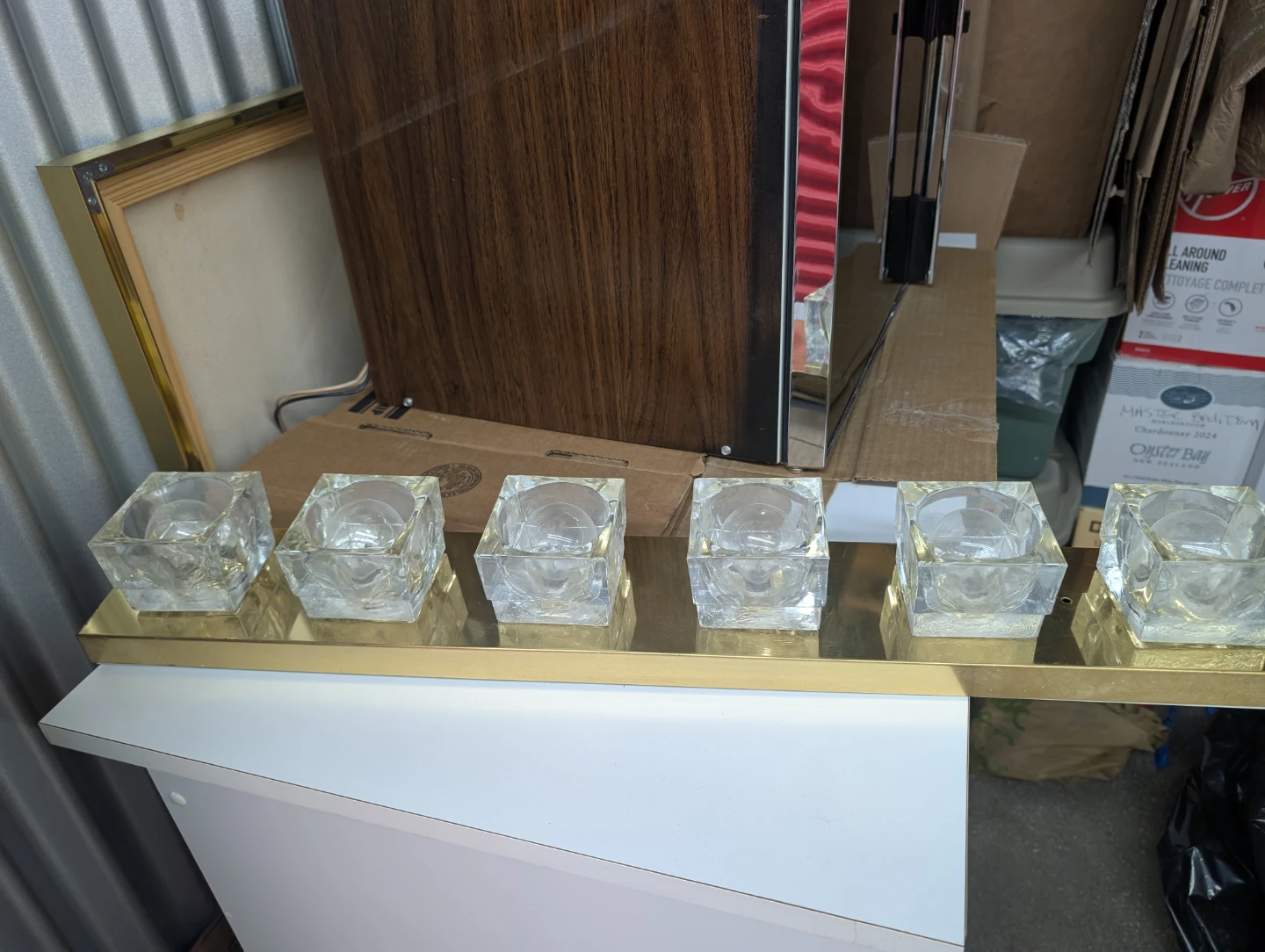 Vintage Brass and Crystal Light Fixture