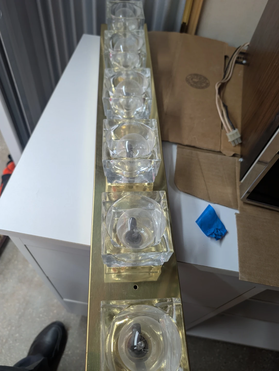 Vintage Brass and Crystal Light Fixture - photo 2
