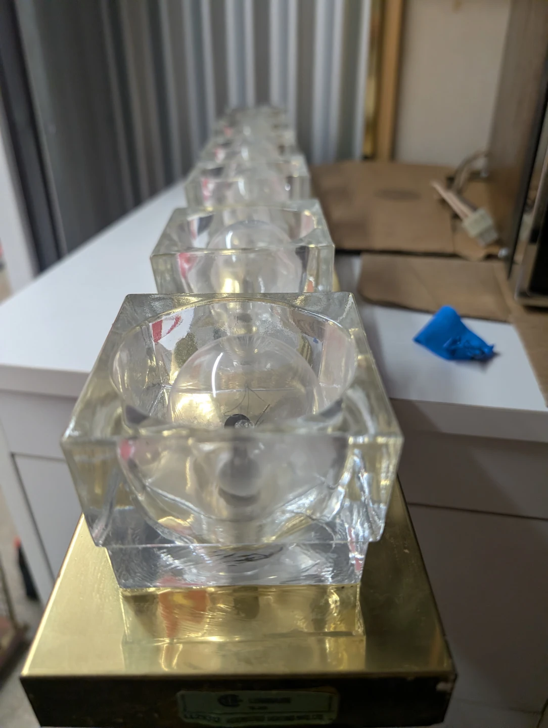 Vintage Brass and Crystal Light Fixture - photo 3