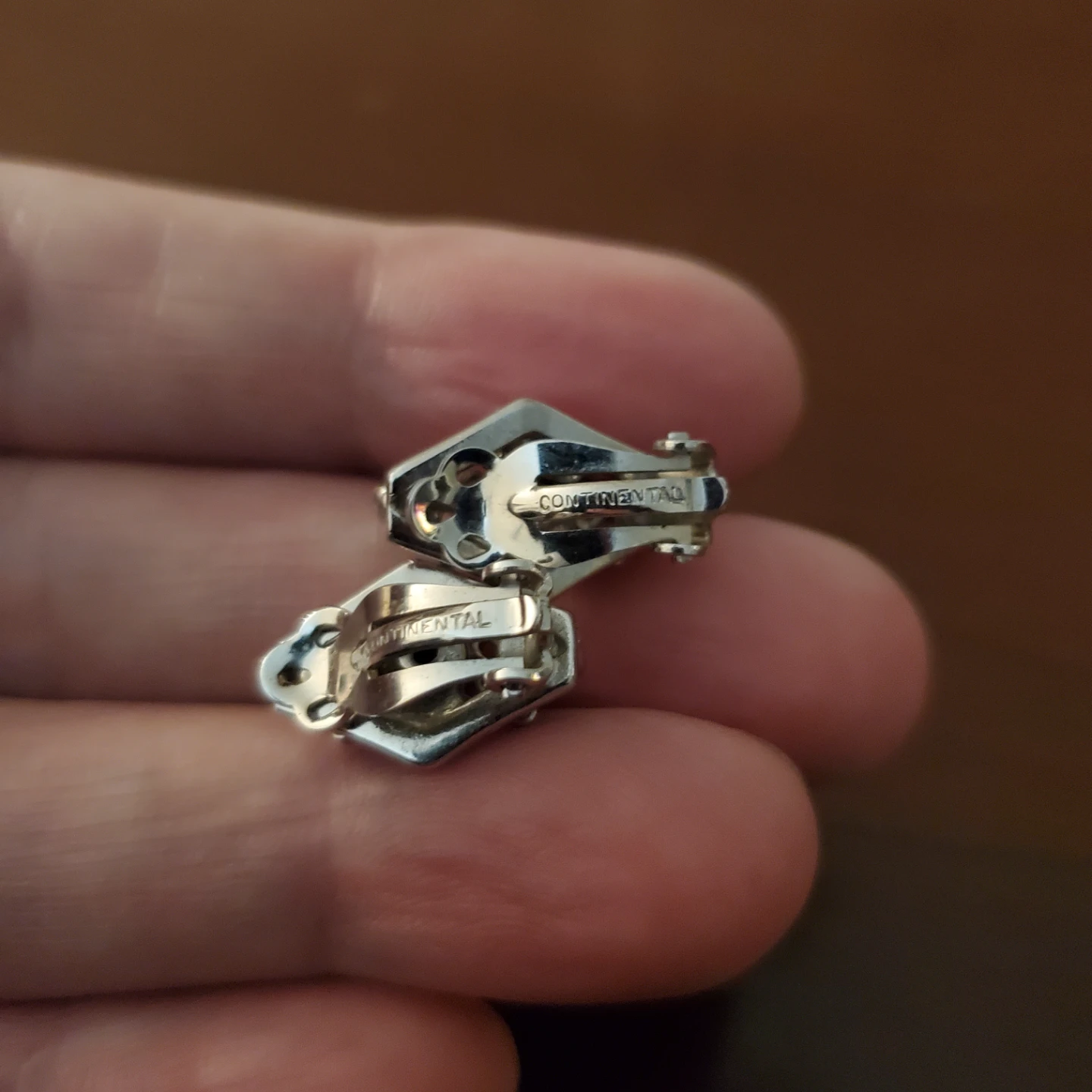 1940's Continental silver plate pearl clip-on earrings - photo 4