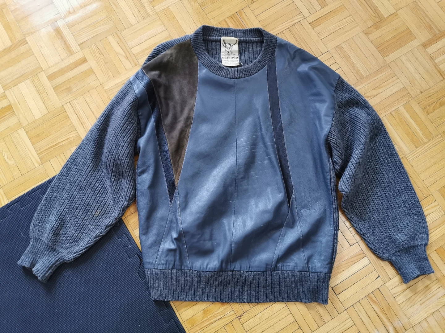 Vintage Confezioni Carmen Suede and Leather Sweater Large - photo 2