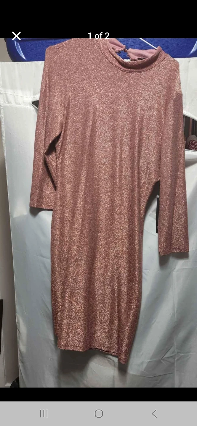 Sparkly Rose Gold Long Sleeve Dress - photo 2