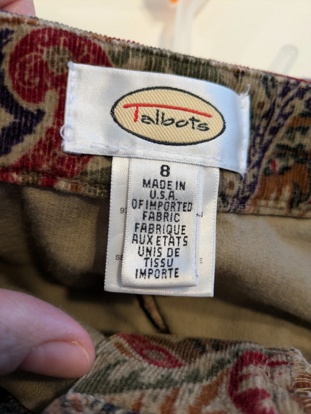 Talbots Women's Size 8 Paisley Corduroy Pants - photo 2