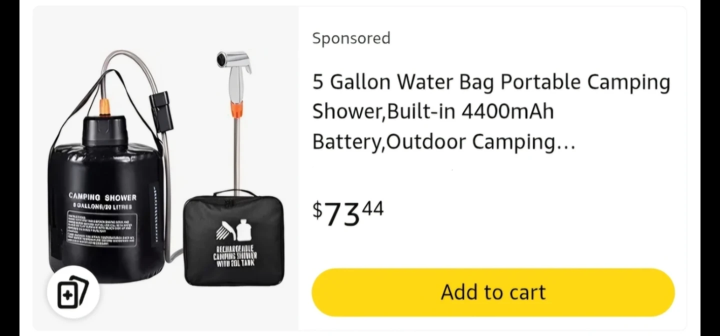 Rechargeable Portable Camping Shower - 5 Gallons/20 Litres 🥕