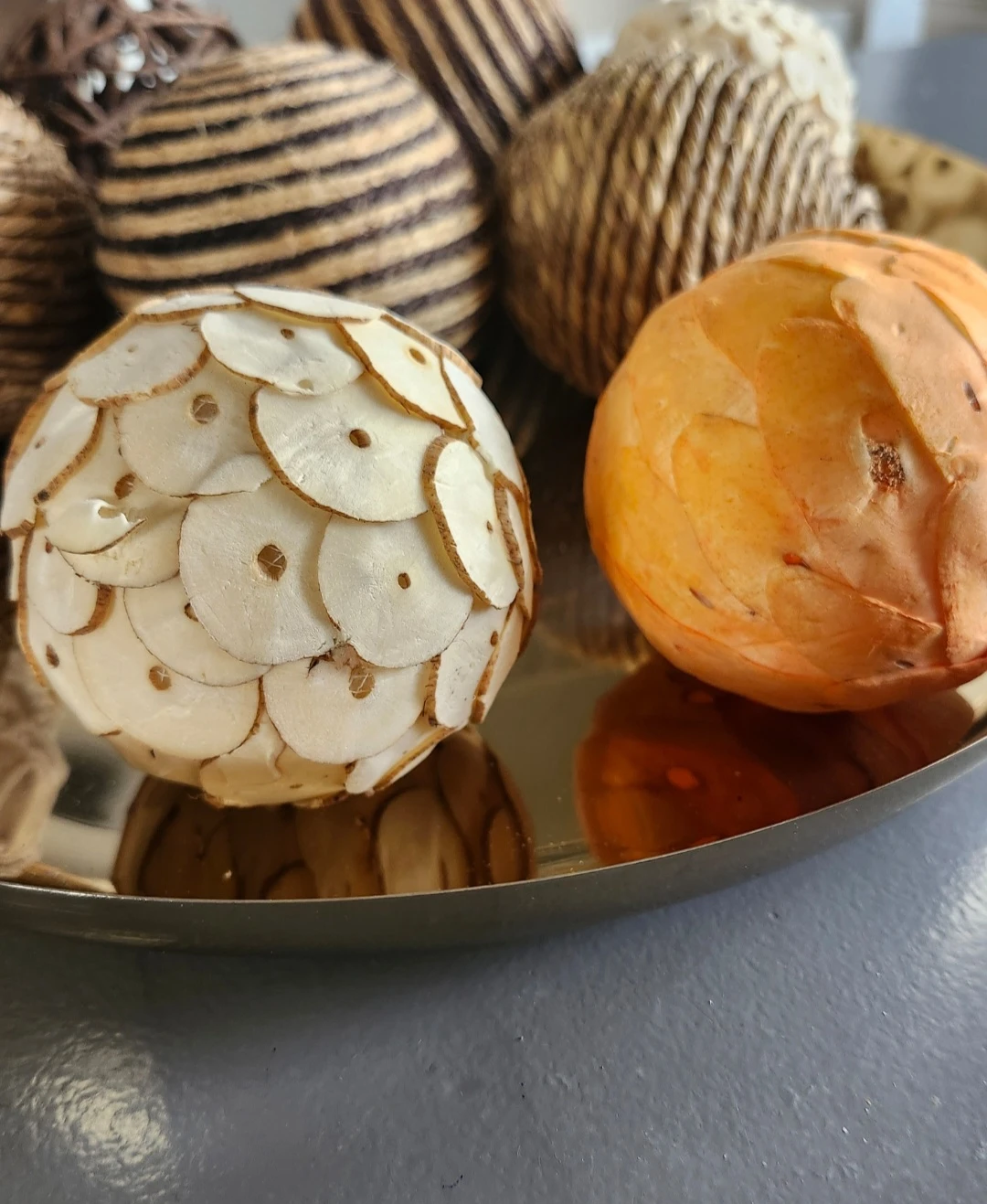 Decorative  New Gold Platter With Assorted Decorative Spheres - photo 4