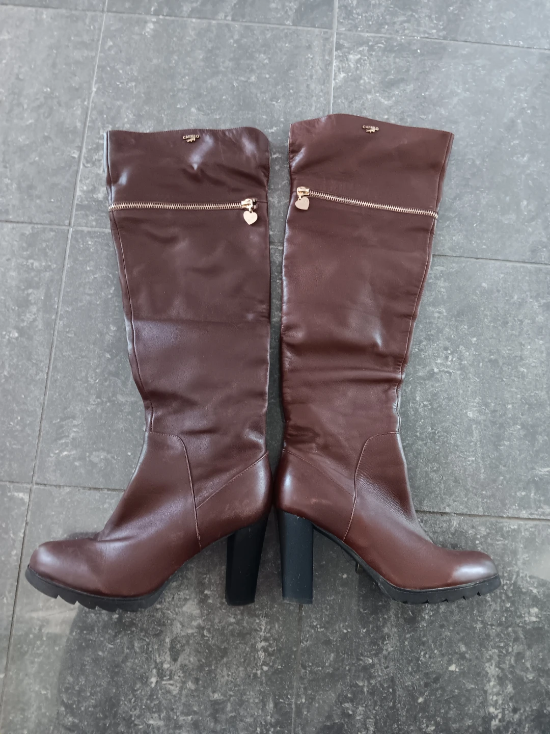 Carriloo Brown Leather Knee-High Boots