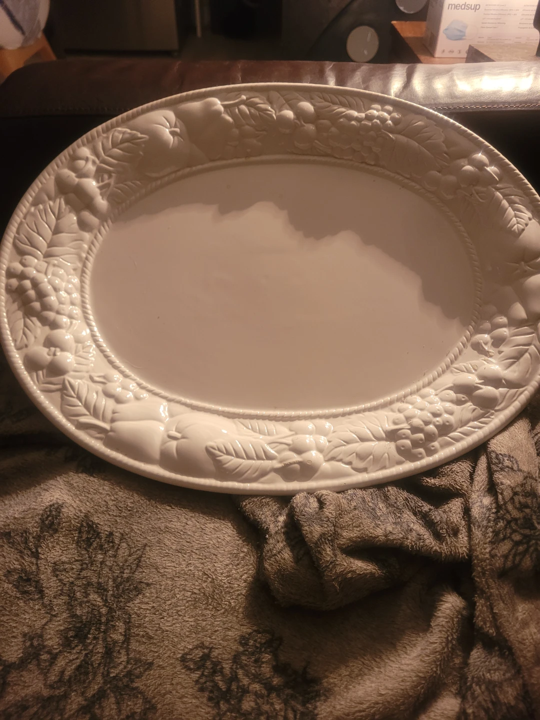 Vintage White Embossed Soup Tureen and Serving Platter - photo 2