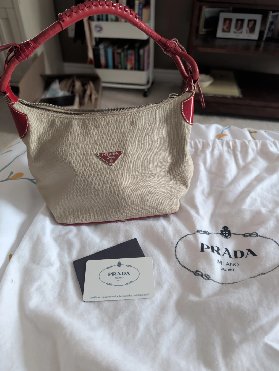 Prada Canvas and Leather Hobo Bag