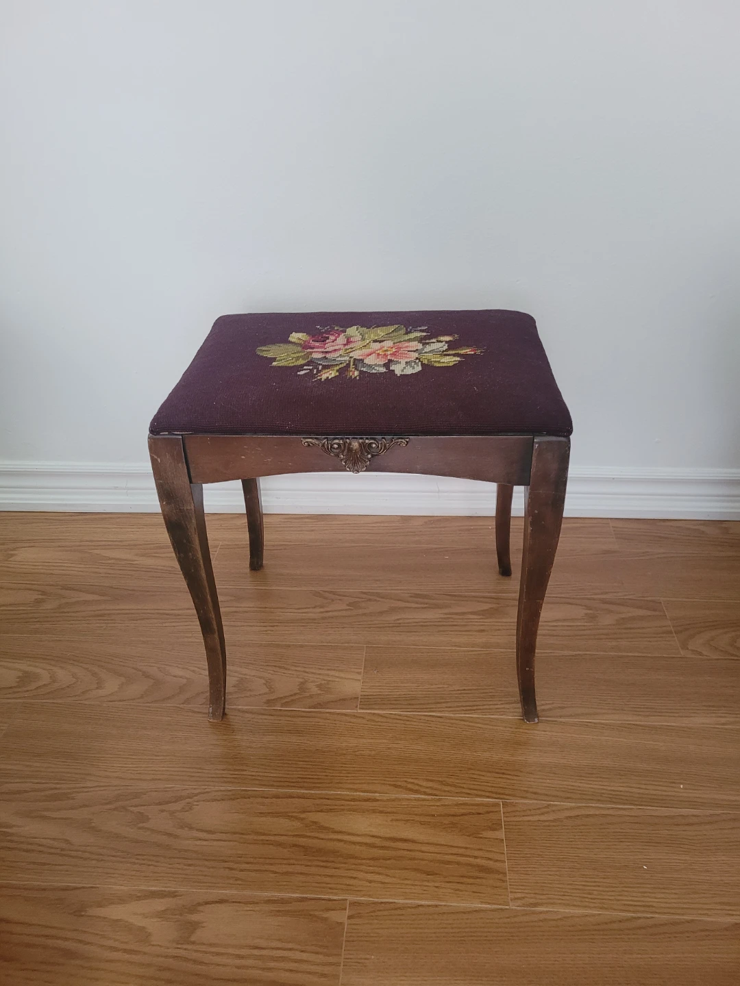 Vintage Needlepoint Footstool