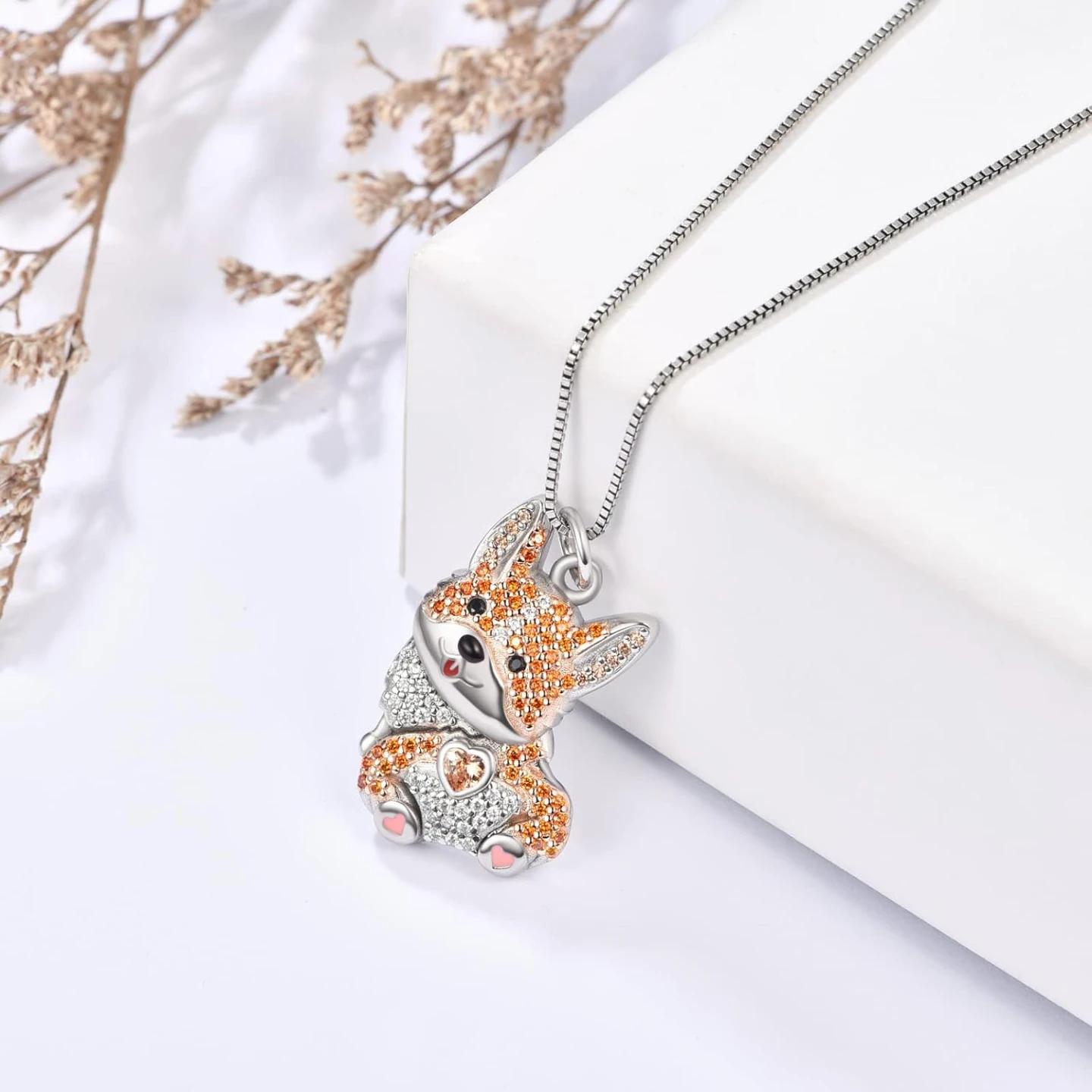 Sterling Silver Corgi Pendant Necklace