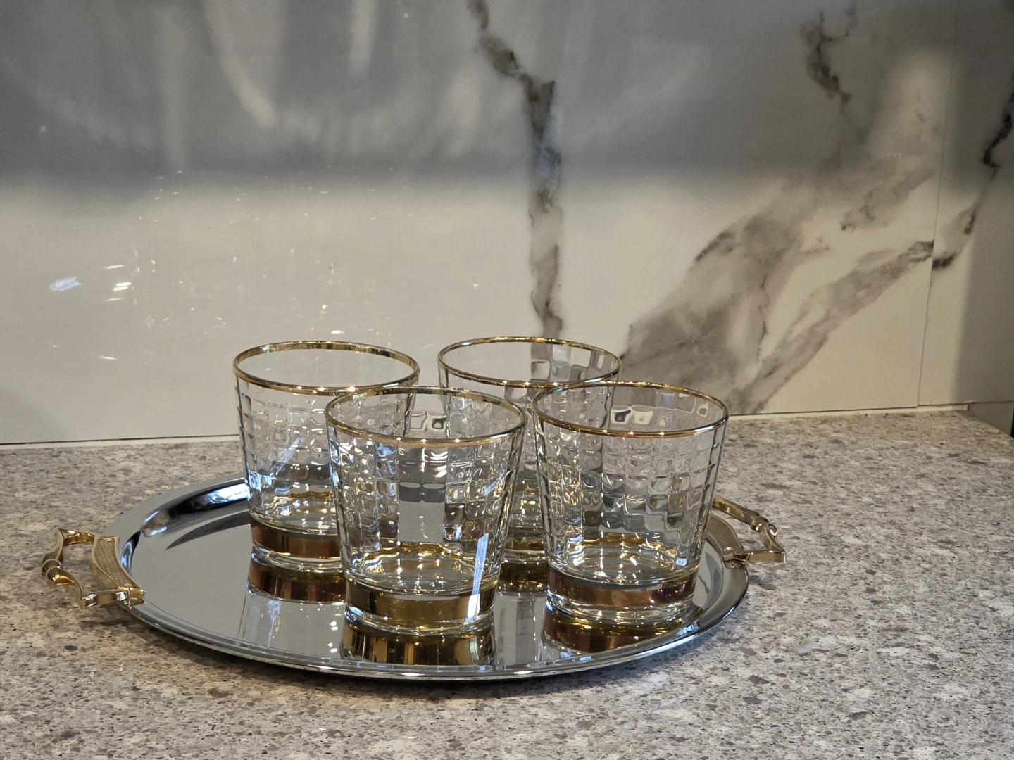 Set of 4 Gold Rimmed Whiskey Glasses