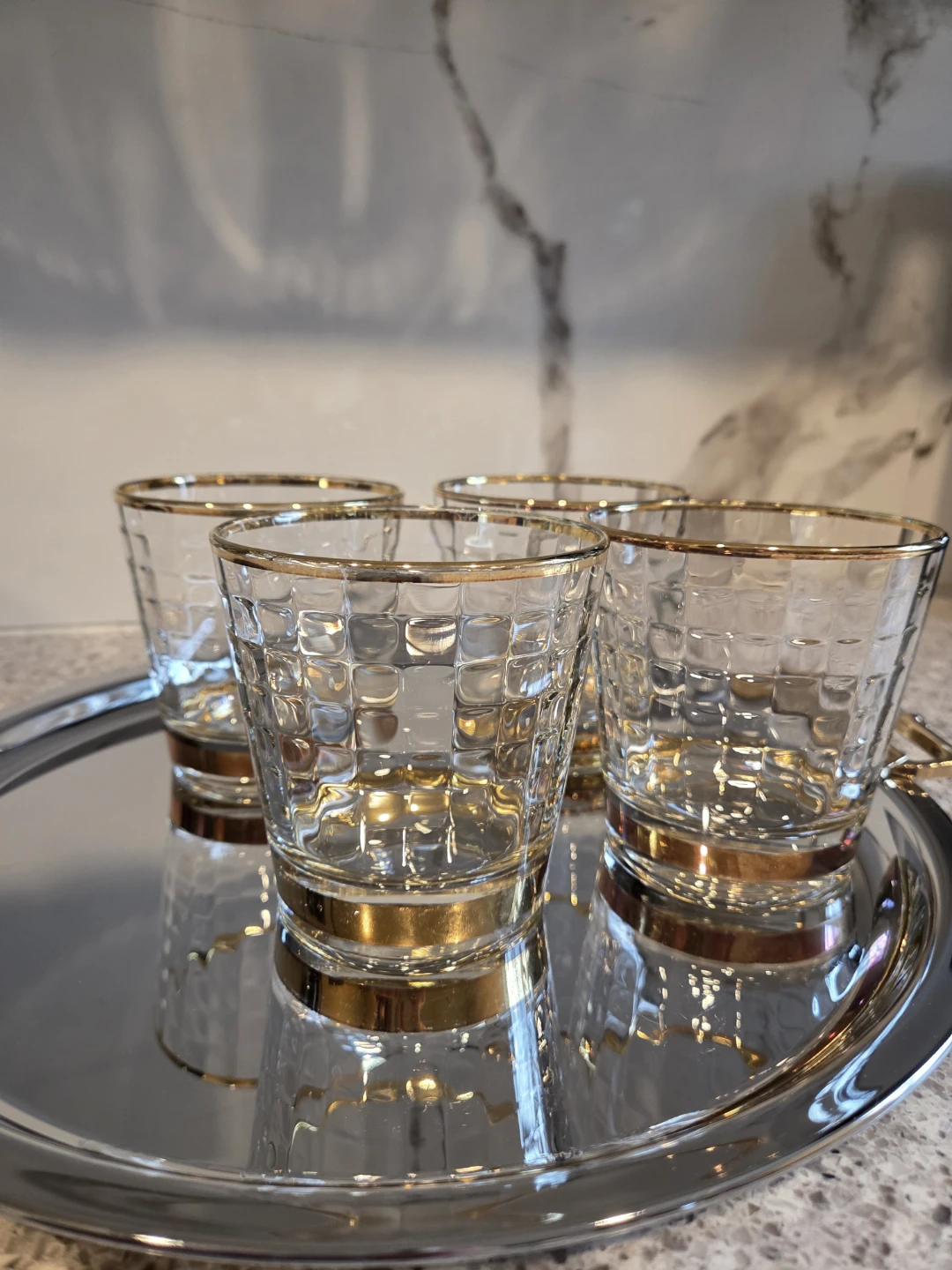 Set of 4 Gold Rimmed Whiskey Glasses - photo 3
