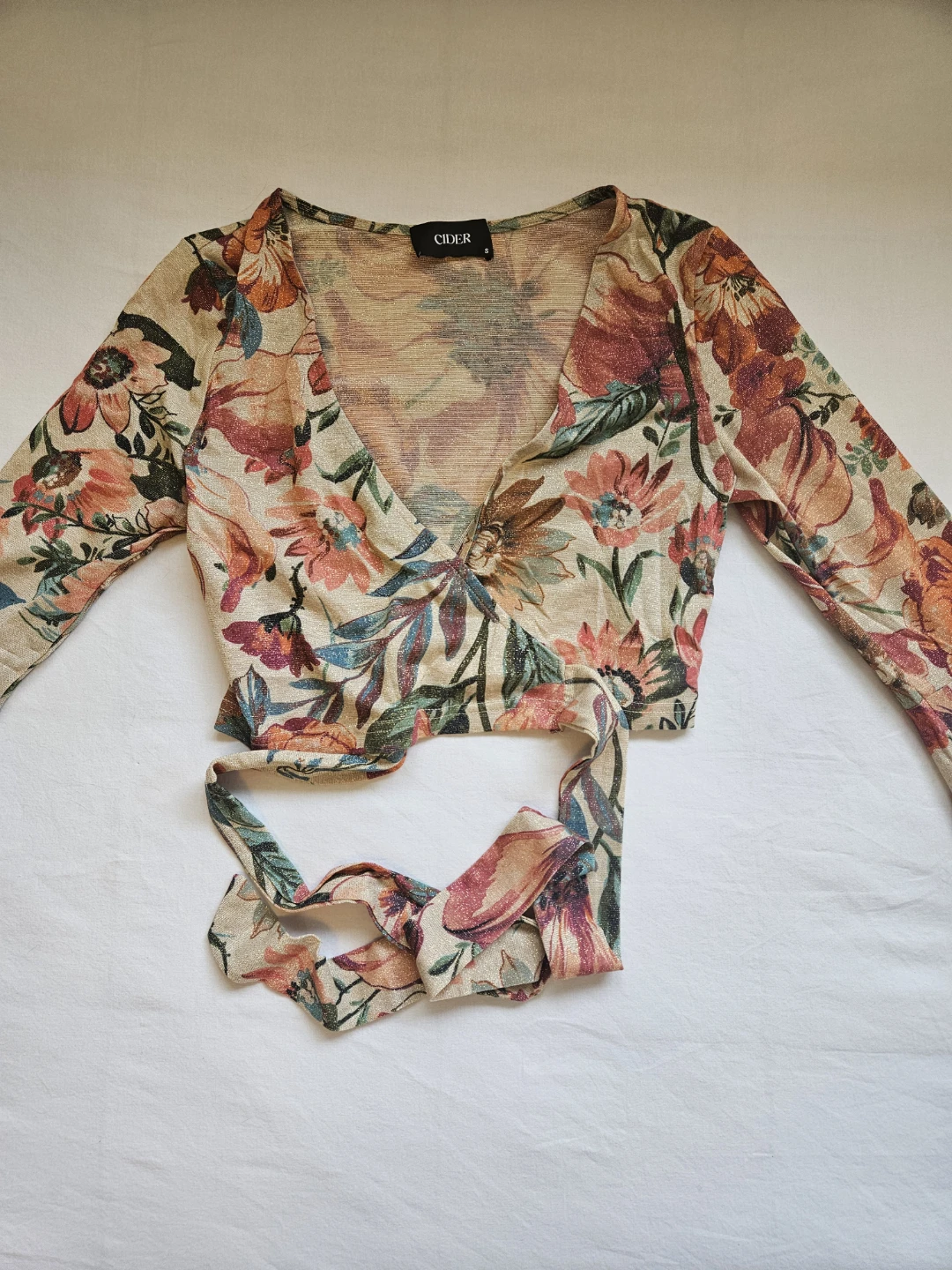 Cider Floral Print Wrap Top Size S
