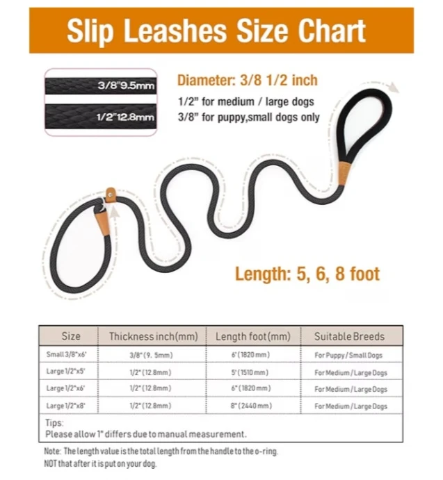 NEW!   Lynxking Slip Lead Dog Leash 6 FT x 1/2 inch - photo 4