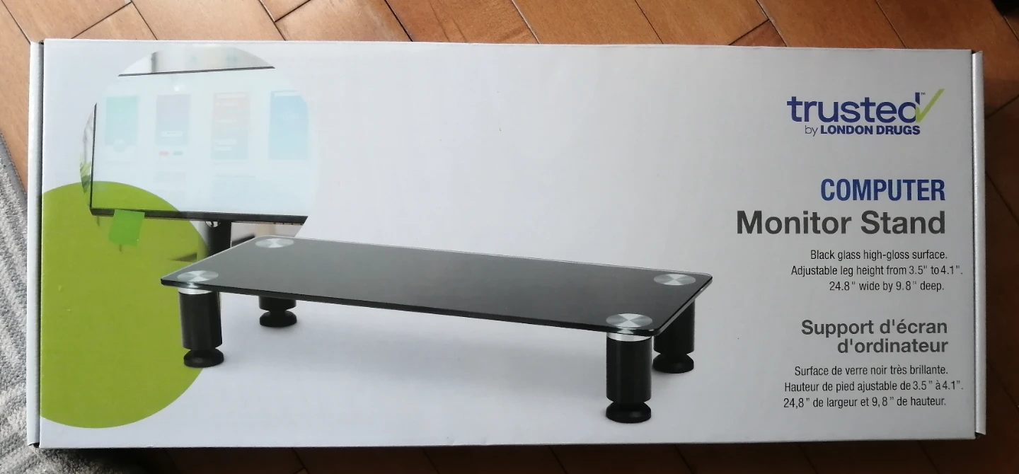 Trusted by London Drugs Black Glass Monitor Stand