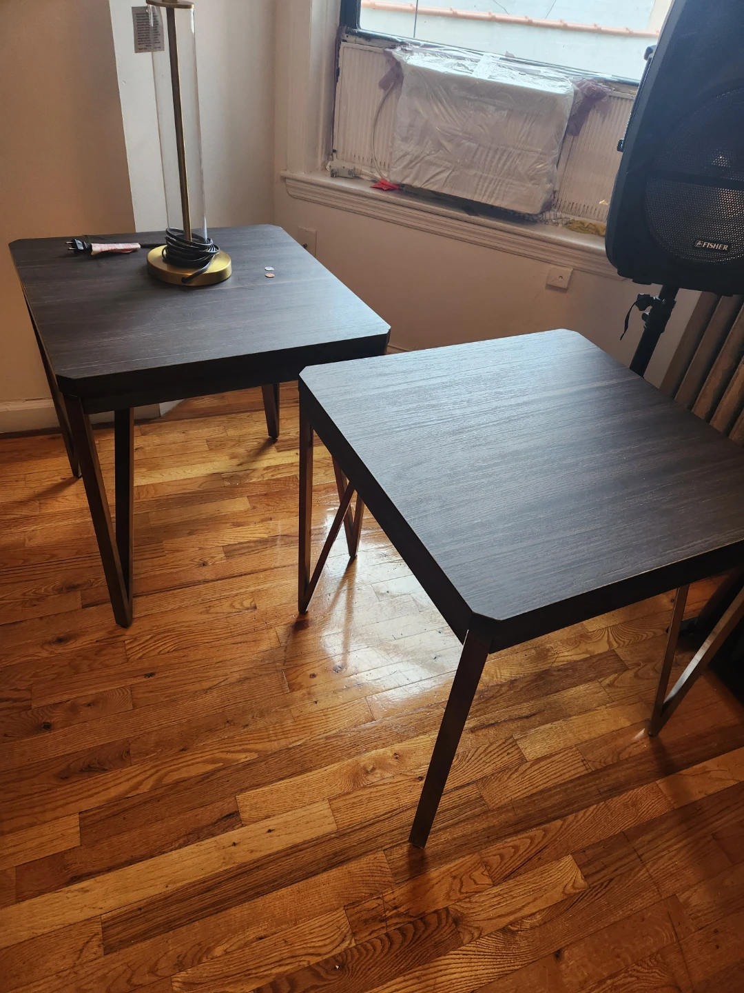 Set of 2 Dark Wood Accent Side Tables